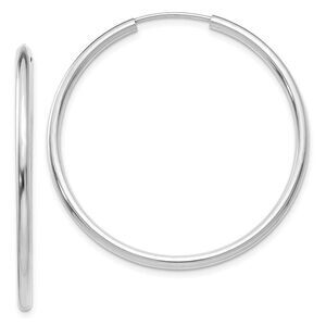 2mm x 37mm 14k White Gold Polished Round Endless Hoop Earrings